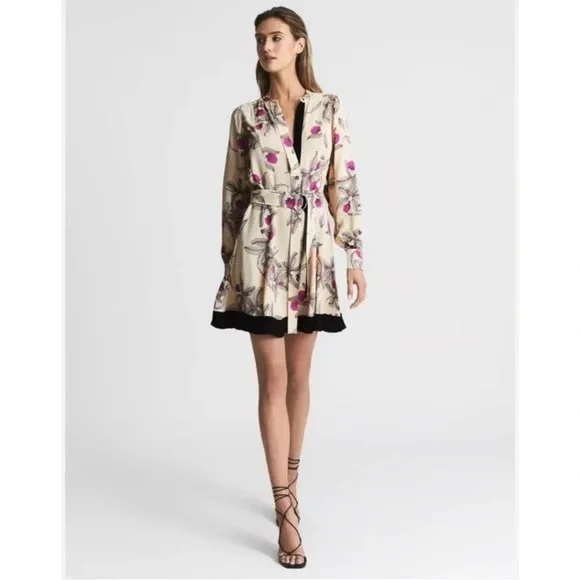 Reiss Zoe Floral Print Mini Dress with Pockets Size 4 - Picture 2 of 7